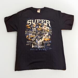Super Bowl XLVI 2012 T-Shirt Eli Manning vs Tom Brady Giants Patriots Gildan L